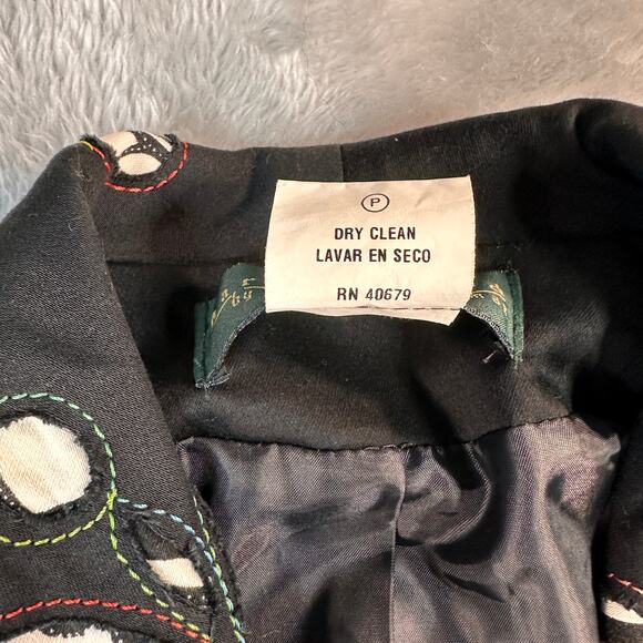 Harve Benard Jacket Womens 6 Black Vintage Embroidered Cutout Floral Open Front - Picture 9 of 11